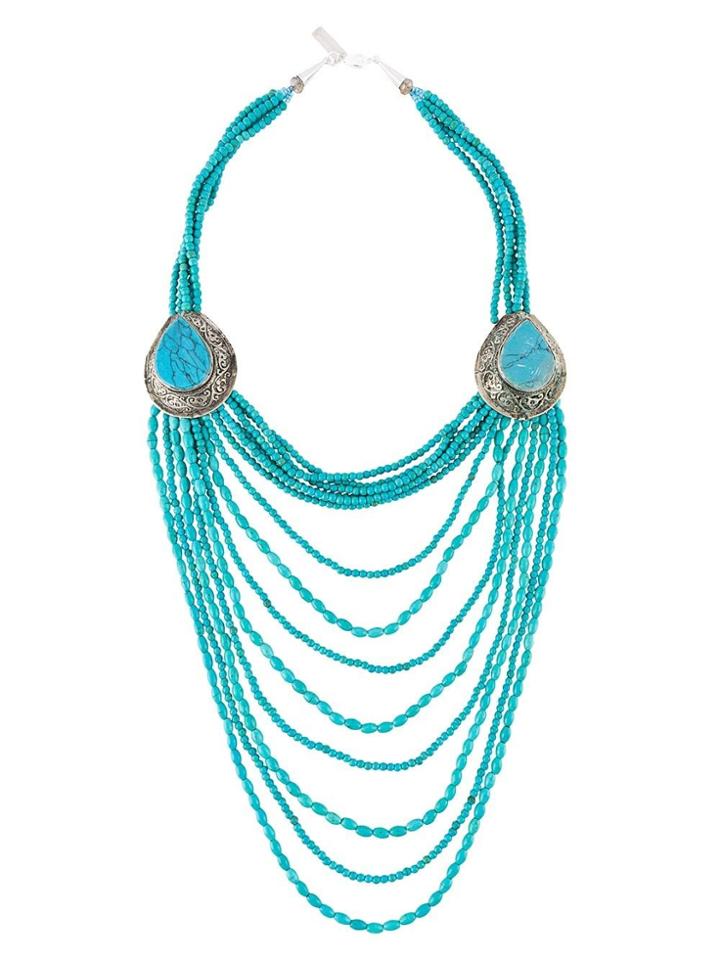 Night Market Long Beaded Necklace - Blue