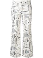 Tory Burch Nautical Print Trousers - White