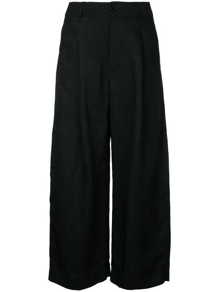Studio Nicholson - Cropped Trousers - Women - Linen/flax/viscose - 1, Black, Linen/flax/viscose