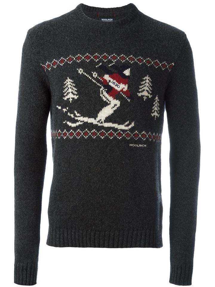 Woolrich Ski Intarsia Sweater, Men's, Size: Large, Grey, Polyamide/wool