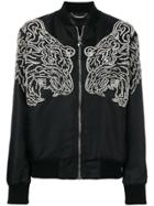 Philipp Plein Embellished Tiger Bomber Jacket - Black