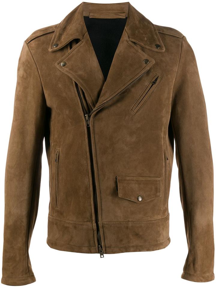 Salvatore Santoro Suede Biker Jacket - Brown