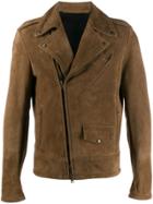 Salvatore Santoro Suede Biker Jacket - Brown