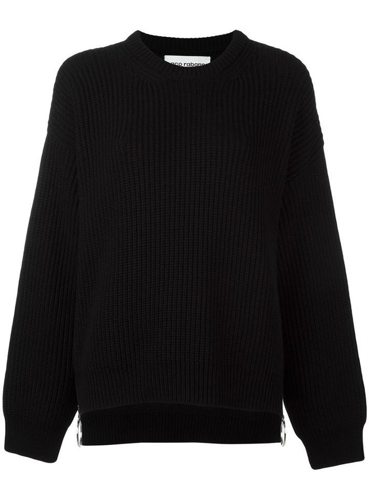 Paco Rabanne Side Zip Jumper, Women's, Size: Small, Black, Wool/cotton/polyurethane/polyethylene