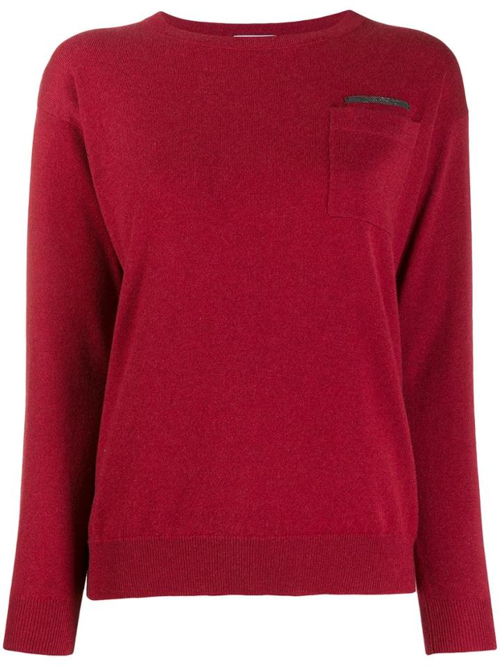 Brunello Cucinelli Cashmere Bead-embellished Jumper - Red