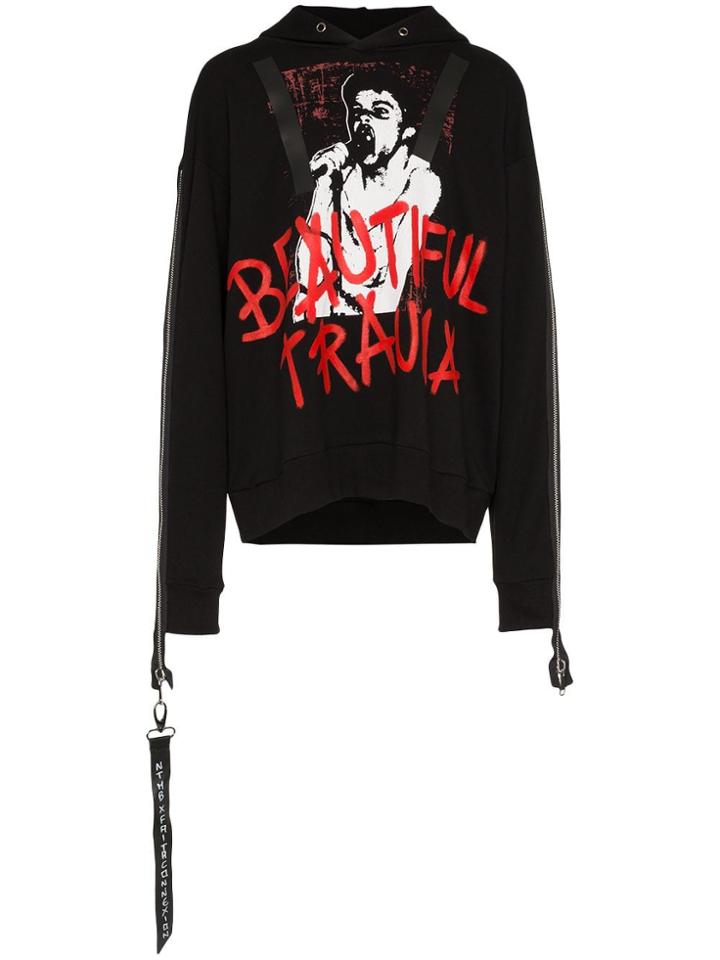 Faith Connexion Graffiti Cotton Hoodie - Black