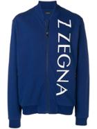 Z Zegna Logo Print Zipped Sweatshirt - Blue