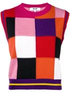 Msgm Checked Sleeveless Jumper - Pink & Purple