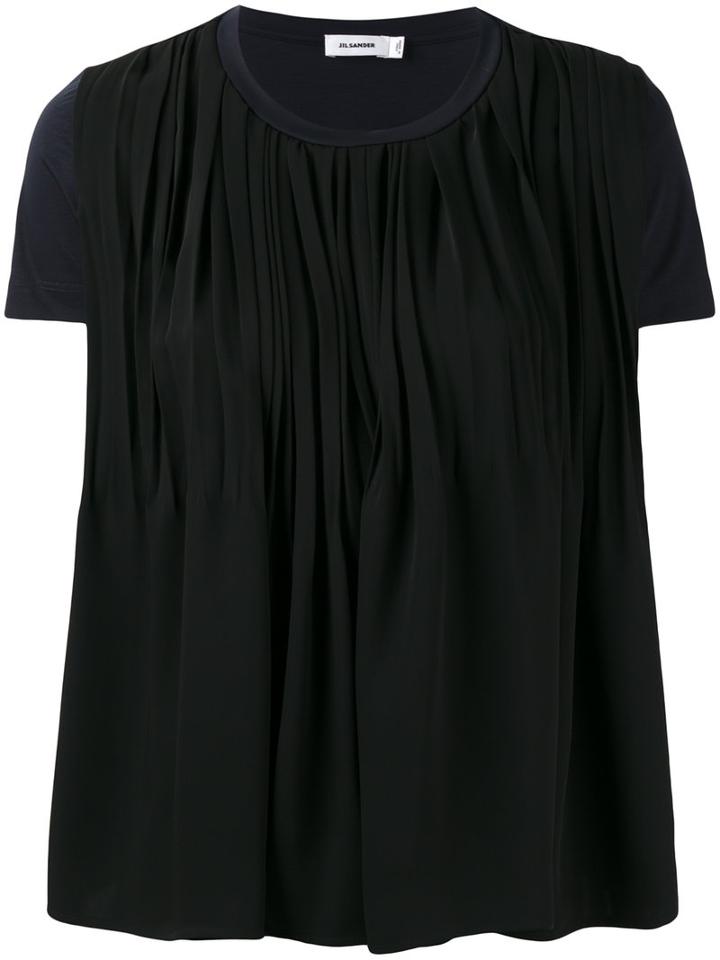 Jil Sander Draped T-shirt, Women's, Size: Small, Black, Cotton/polyester
