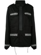 Givenchy Embellished Military Jacket, Women's, Size: 38, Black, Cotton/cupro/glass