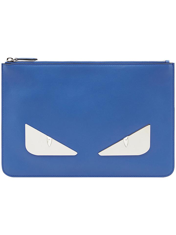 Fendi Eyes Zipped Pouch - Blue