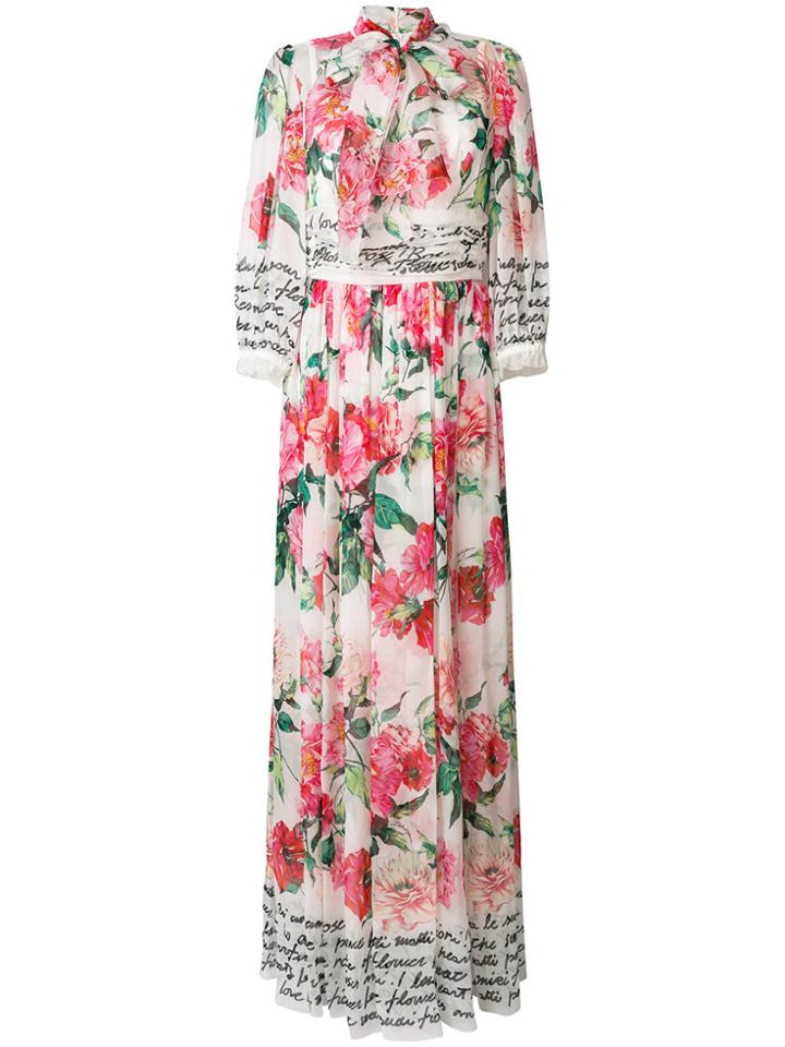 Dolce & Gabbana Printed Chiffon Dress - White