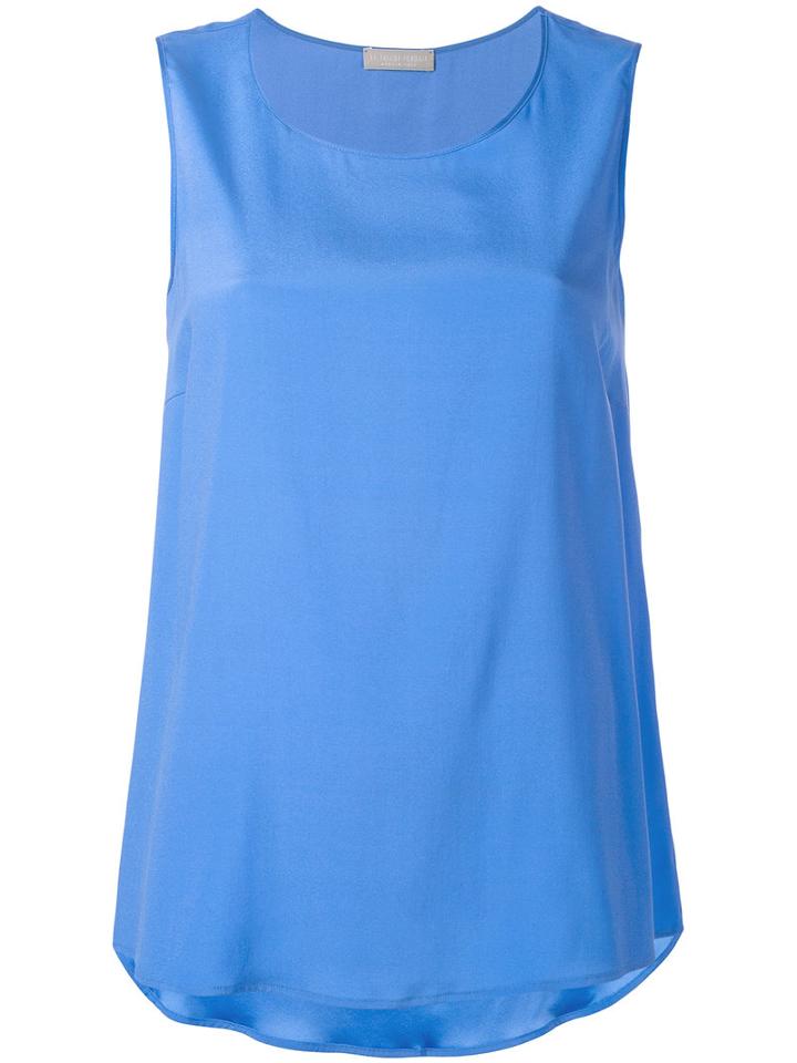 Le Tricot Perugia - Classic Blouse - Women - Silk/spandex/elastane - M, Blue, Silk/spandex/elastane