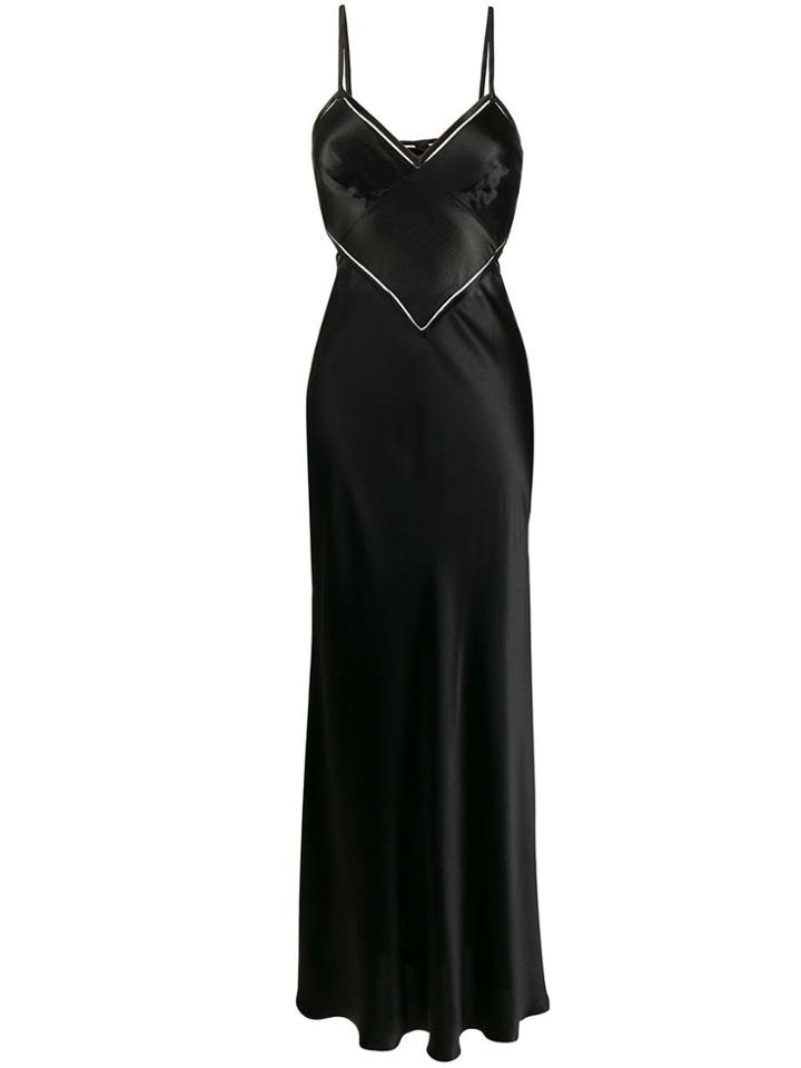 Alberta Ferretti Long Diamond Panel Dress - Black