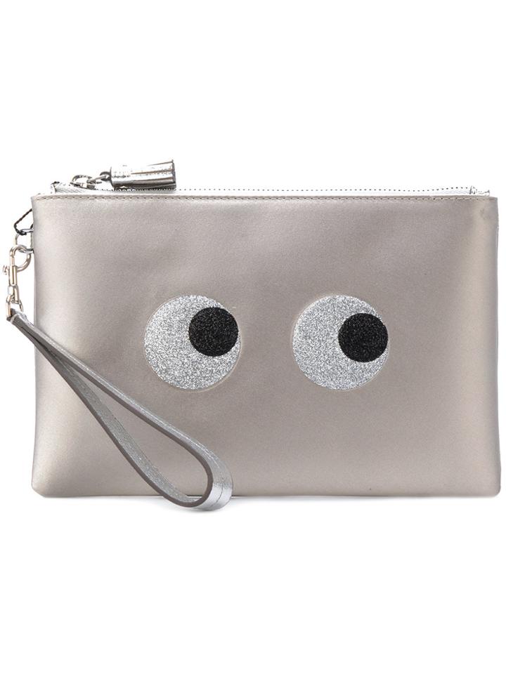 Anya Hindmarch Glitter 'eyes' Clutch Bag - Grey