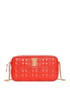 Burberry Quilted Check Lambskin Camera Bag - Red
