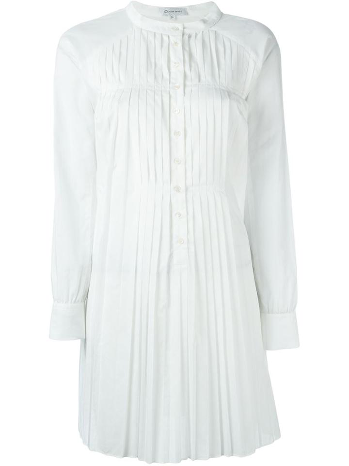 Io Ivana Omazic Pleated Shift Shirt Dress, Women's, Size: 42, White, Cotton