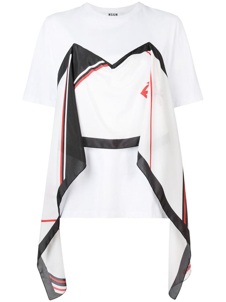 Msgm Scarf Appliqué T-shirt - White
