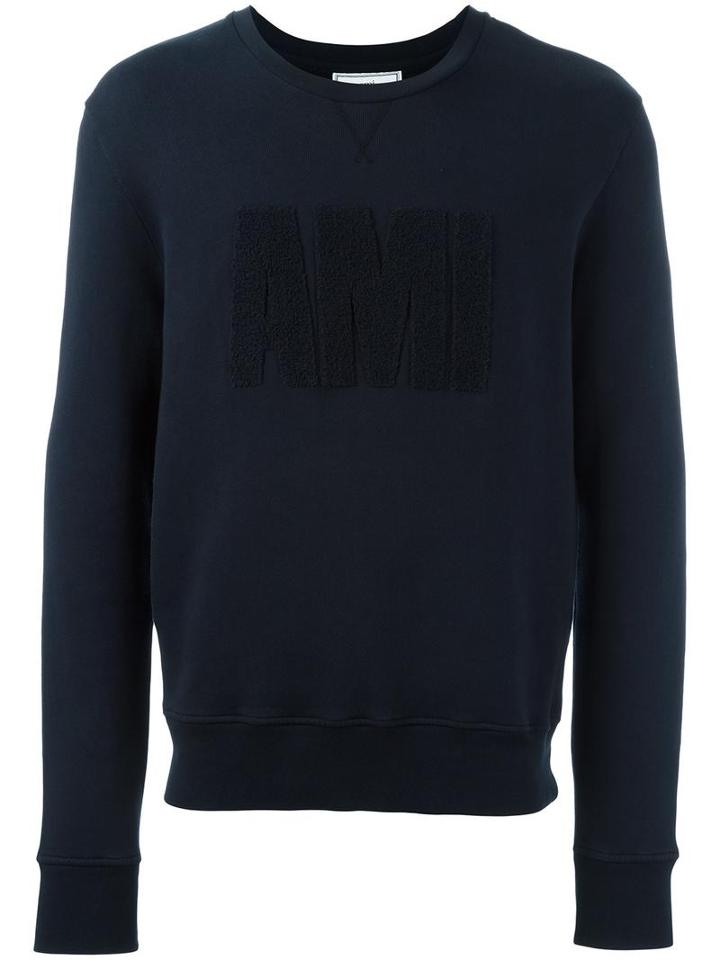 Ami Alexandre Mattiussi Terycloth Ami Logo Sweatshirtr, Men's, Size: Xl, Blue, Cotton
