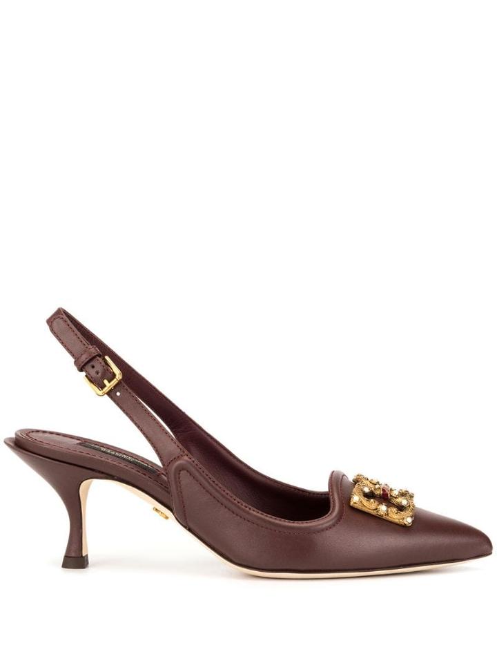 Dolce & Gabbana Logo Plaque Slingback Pumps - Red