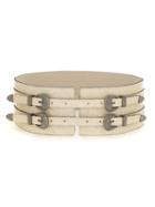 Olympiah Four Buckles Wide Leather Belt - Neutrals