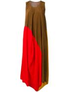 Uma Wang Colour Block Long Dress - Red
