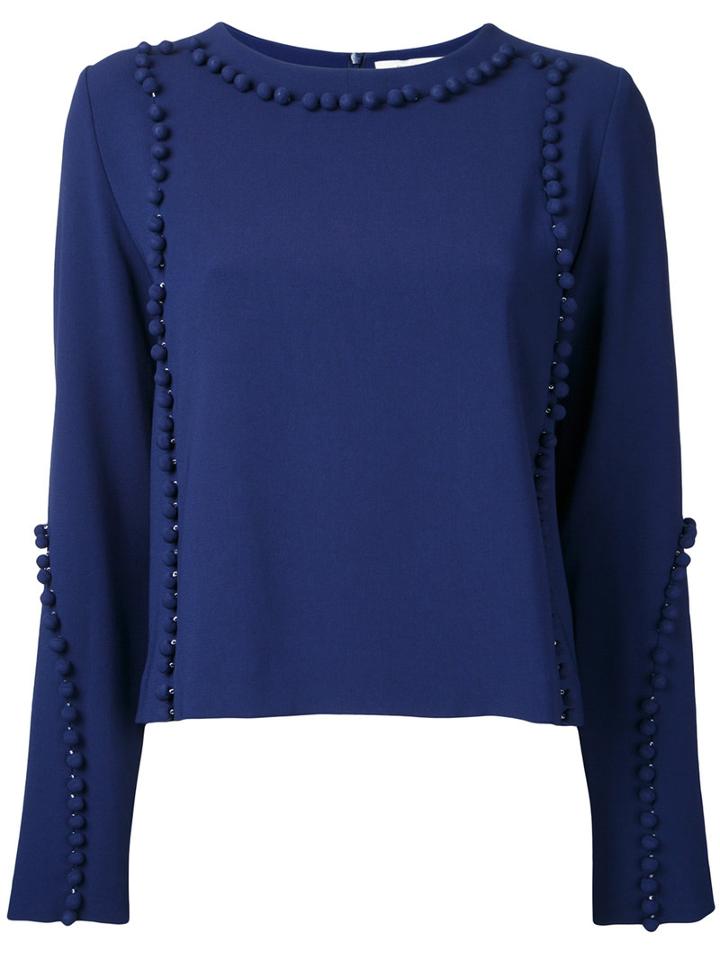 Donnah Mabel Spheres Applique Top, Women's, Size: 0, Blue, Triacetate/polyester