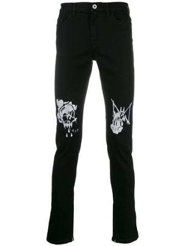 Mjb Marc Jacques Burton Slim-fit Glitter Print Jeans - Black