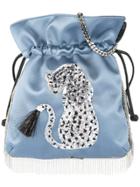 Les Petits Joueurs Cheetah Embellished Shoulder Bag - Blue