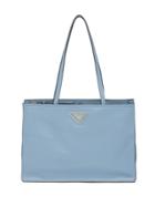 Prada Logo Plaque Tote - Blue
