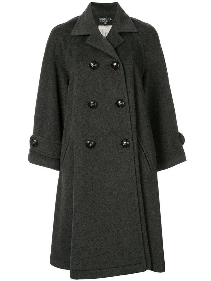Chanel Pre-owned Long Sleeve Coat Jacket - Grey