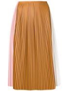 Plan C Pleated Contrast Panel Skirt - Pink