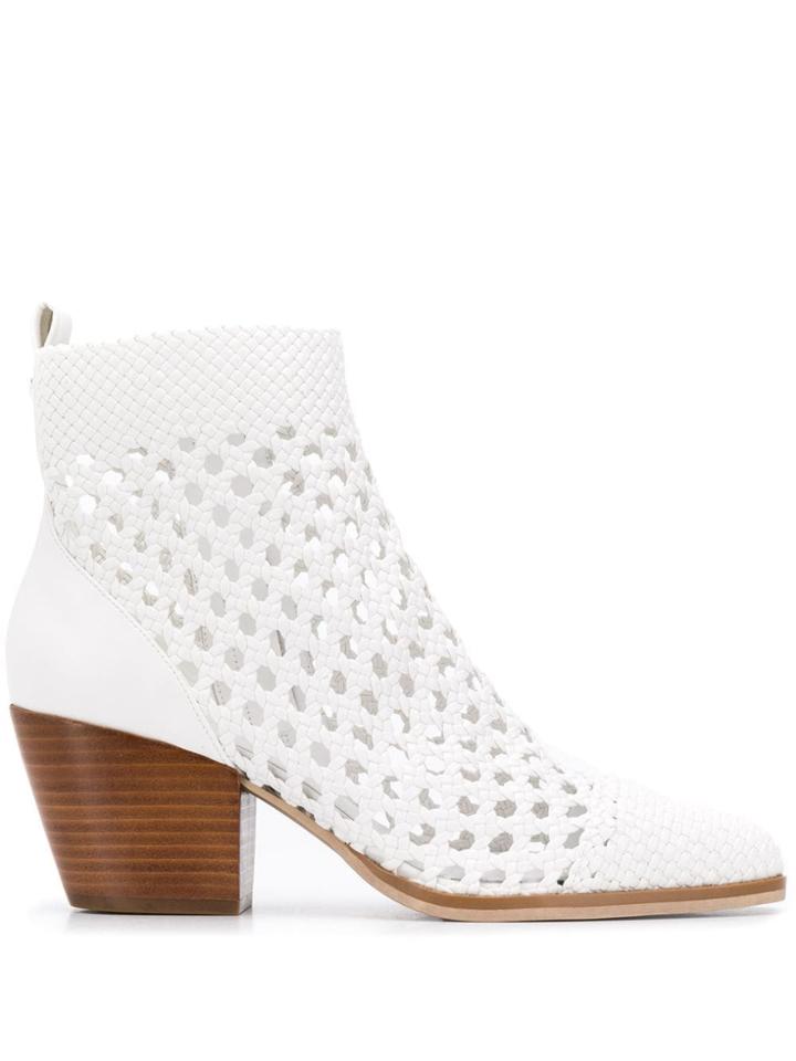 Michael Michael Kors Pointed Cowboy Ankle Boots - White