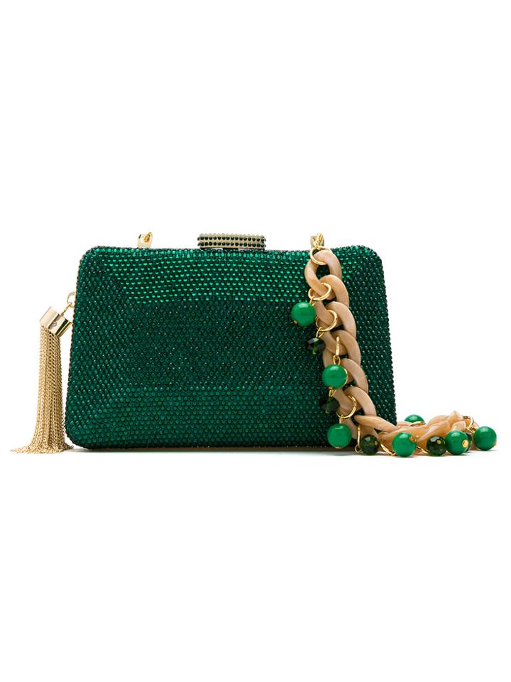 Serpui Embellished Clutch - Green