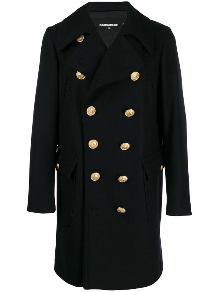 Dsquared2 Classic Pea Coat - Blue