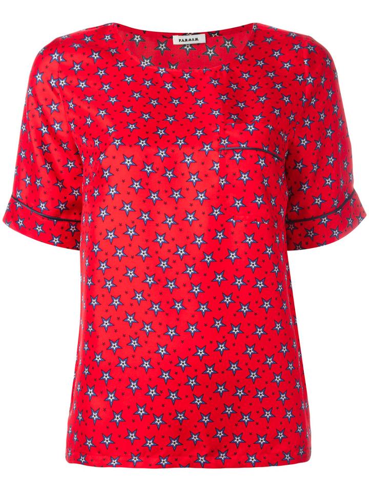 P.a.r.o.s.h. Printed Stars T-shirt, Women's, Red, Silk