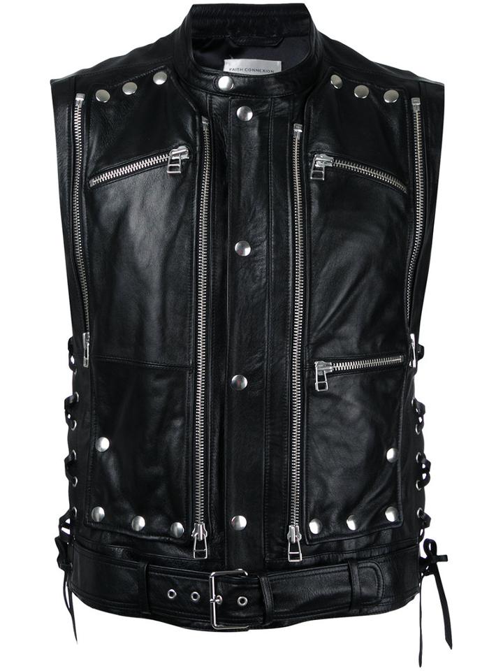 Faith Connexion - Sleeveless Biker Jacket - Men - Lamb Skin - Xs, Black, Lamb Skin