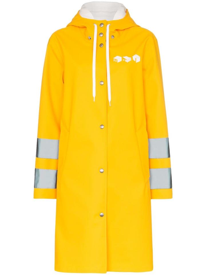 Miu Miu Logo Print Hooded Waterproof Raincoat - Yellow