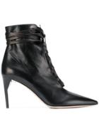 Miu Miu Pointed Lace-up Boots - Black