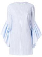 Ava Adore Flared Cuffs Striped Mini Dress - Blue
