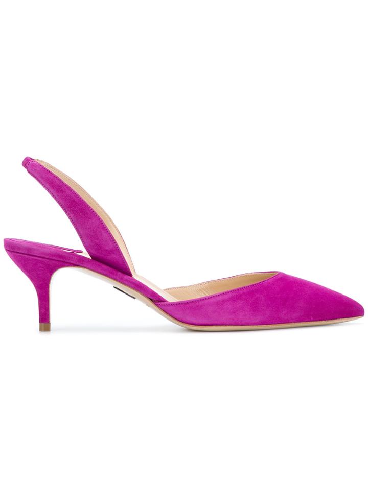 Paul Andrew Pointed Sling Back Pumps - Pink & Purple