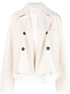 Jil Sander Navy Caped Military Jacket - Nude & Neutrals