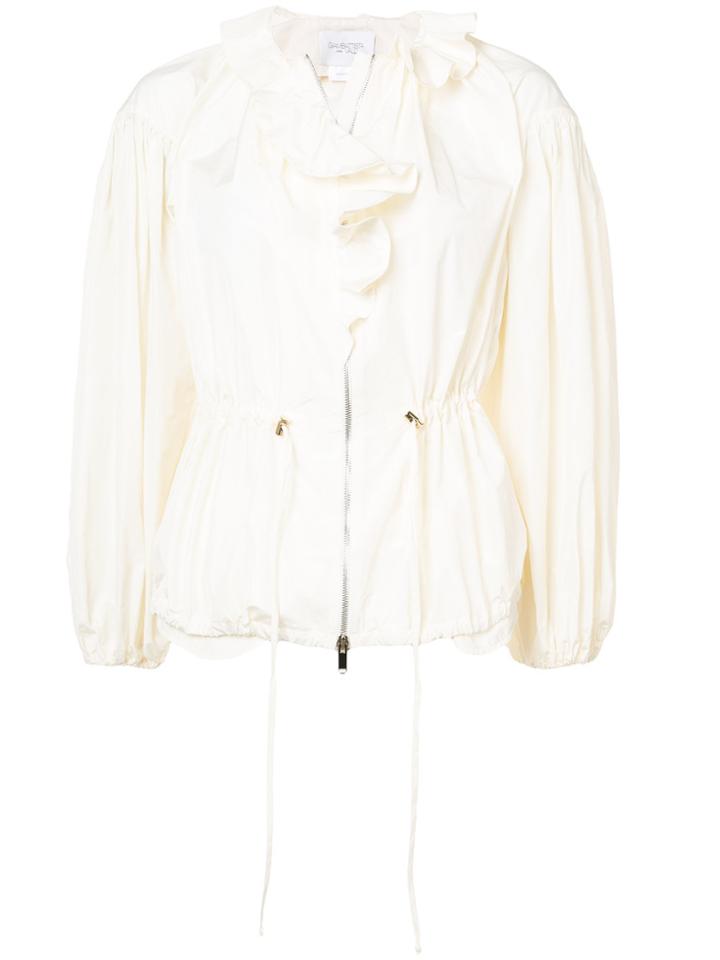 Giambattista Valli Cropped Ruffle Trim Jacket - White