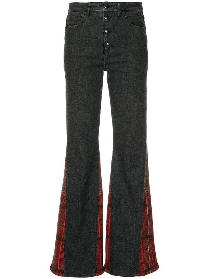 Sonia Rykiel Tartan Insert Flare Jeans - Grey