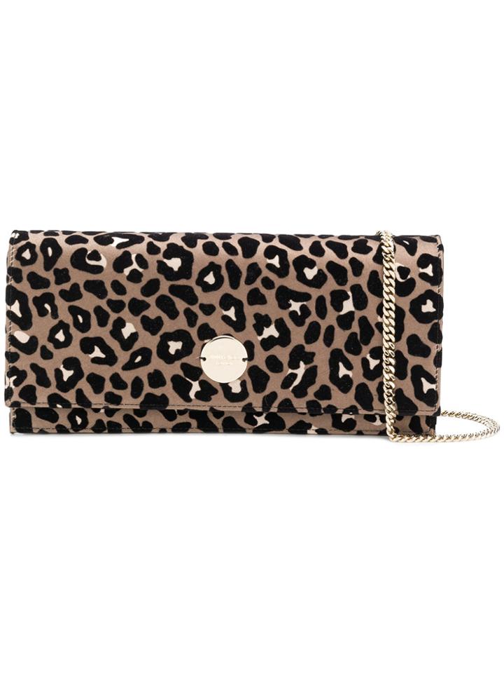 Jimmy Choo Fie Flocked Leopard Clutch - Nude & Neutrals