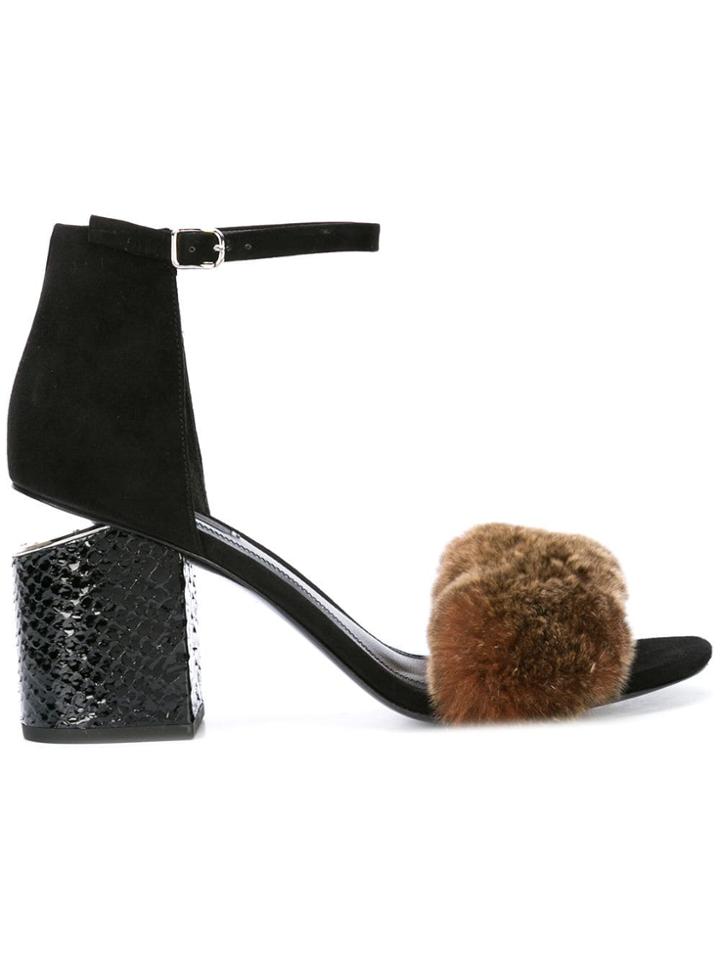 Alexander Wang Abby Fur Sandals - Black