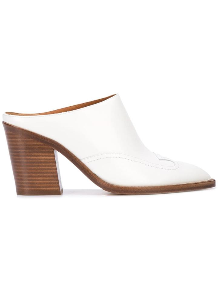 Derek Lam Block Heel Mules - White