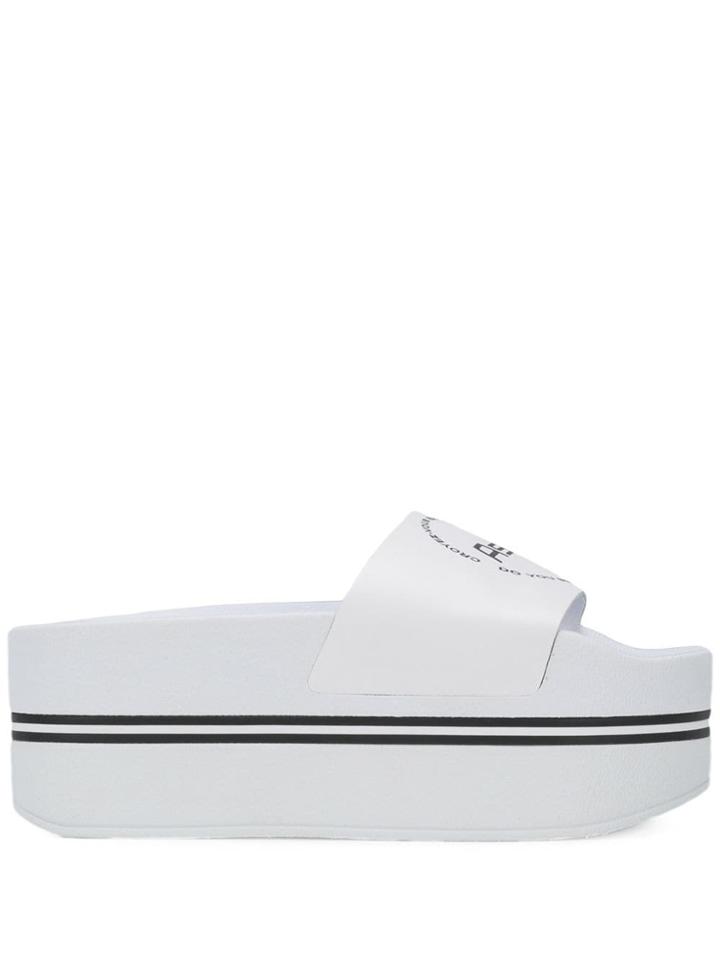 Ash Spotbis Flatform Sliders - White