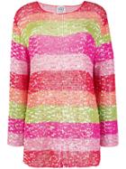 Gianfranco Ferre Vintage Sequinned Striped Jumper - Pink & Purple