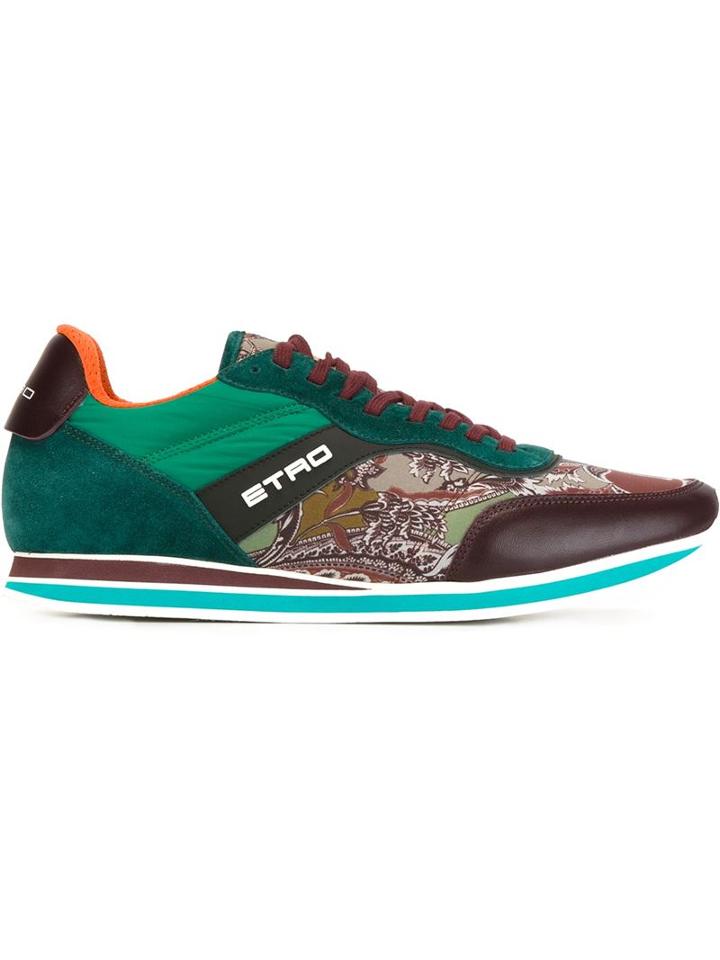 Etro Panelled Sneakers, Men's, Size: 39, Cotton/nylon/suede/rubber